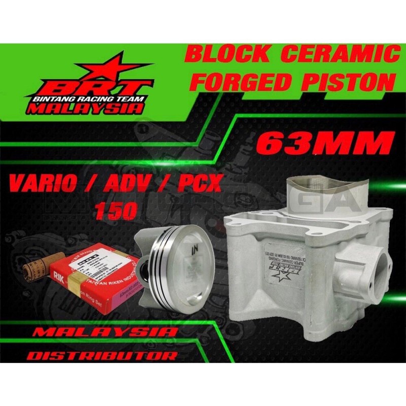 BRT Racing Big Bore Cylinder Kit - 63mm (180cc) - Honda ADV/PCX/Vario/SH/Click/Lead 125/150