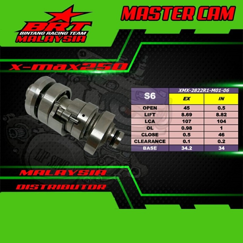 BRT Racing Camshaft (S6) - Yamaha XMAX 250 300