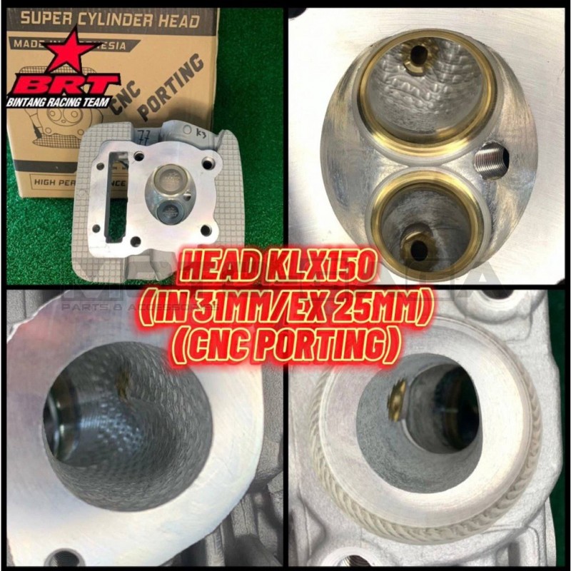 BRT Racing Cylinder Head - Kawasaki KLX 150/KLX125/D-tracker (34in/29ex)