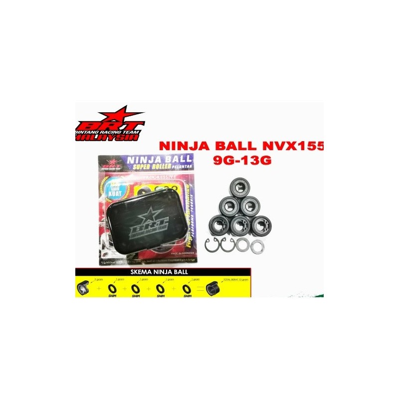 BRT Racing 'Ninja Ball' Roller Weights (20x12mm) - Yamaha Scooters