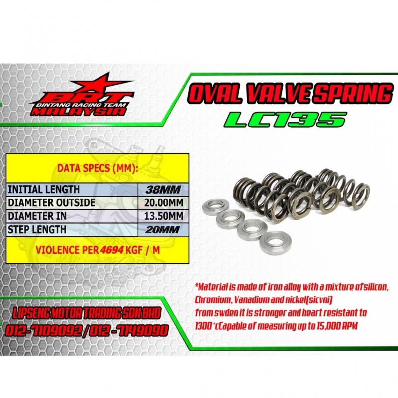 BRT Racing Oval Valve Springs - Yamaha T135 Jupiter MX/Crypton X/Spark/Exciter/Sniper/LC135