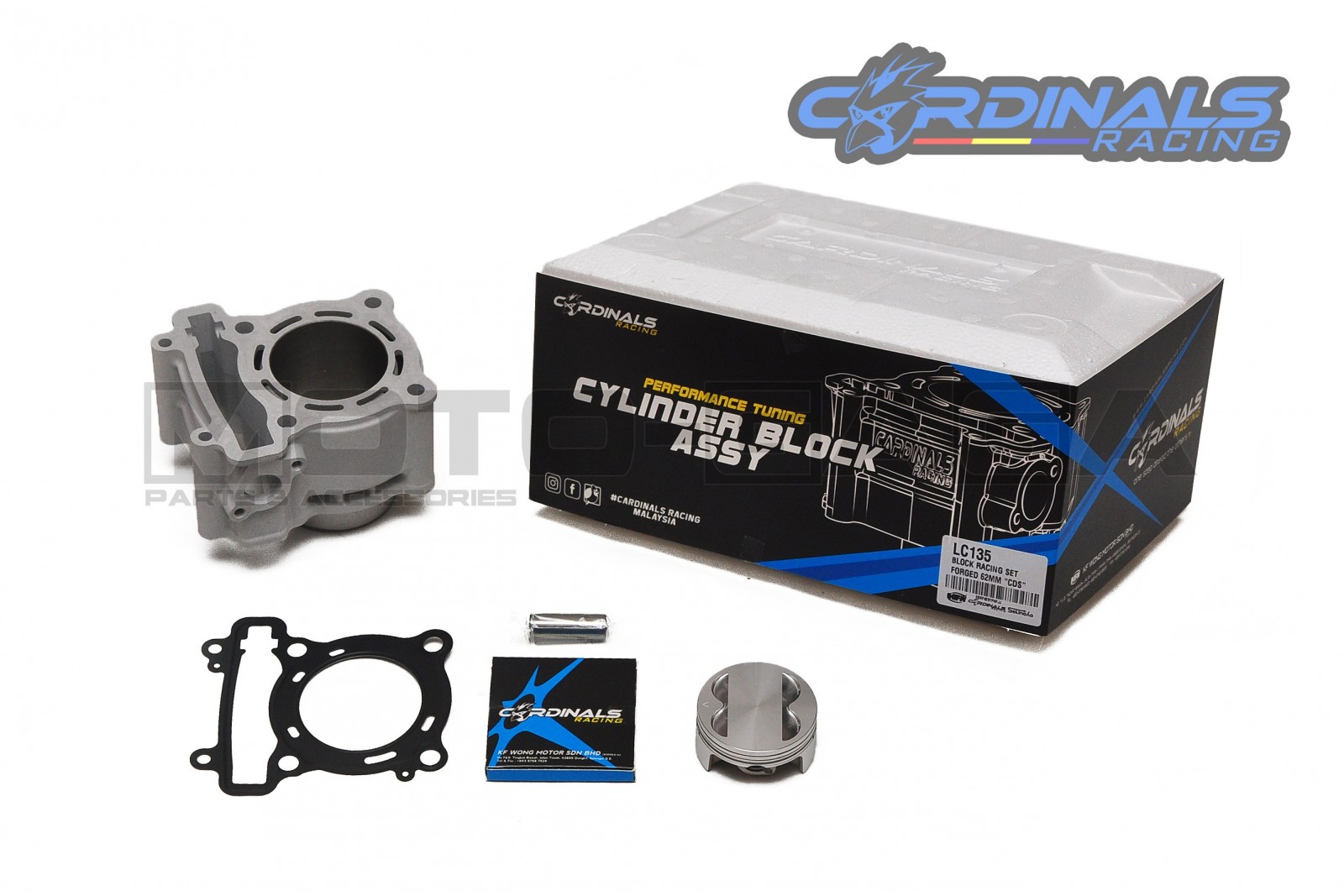 Cardinals Racing 62mm(177cc) Cylinder Kit (Forged Piston) - Yamaha LC135/Y15ZR/Jupiter MX King /Crypton X/Spark/Exciter/Sniper/T135/ Fz150i Vixion