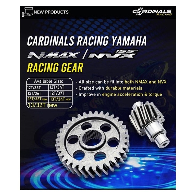Cardinals Racing Gear Ratio Set - Yamaha NVX/Aerox/BWS/X-MAX/NMAX 125 155 (VVA)