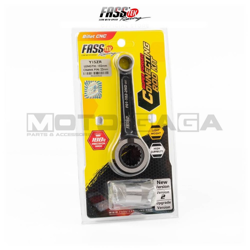 Fasstek Forged Connecting Rod Kit (14X35X102L)(+2mm) - Yamaha YZF-R15 V1 V2/Fz150i Vixion/ MT-15/R125/M-Slaz/ LC135/Y15ZR/JupiterMX T150