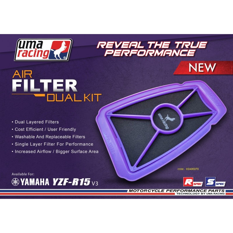 UMA Racing Drop-in Air Filter - Yamaha YZF-R15V3/XSR155/MT-15/R125 (VVA)